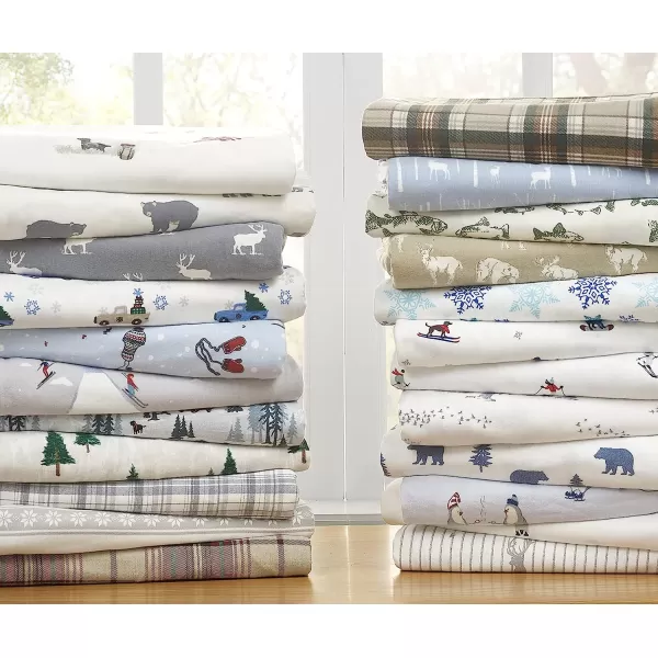 imageEddie Bauer  Queen Sheets Cotton Flannel Bedding Set Brushed for Extra Softness Cozy Home Decor Elk Grove Silver QueenGeese Meadow Queen Sheet Set