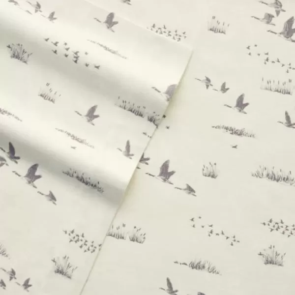 imageEddie Bauer  Queen Sheets Cotton Flannel Bedding Set Brushed for Extra Softness Cozy Home Decor Elk Grove Silver QueenGeese Meadow Twin Sheet Set