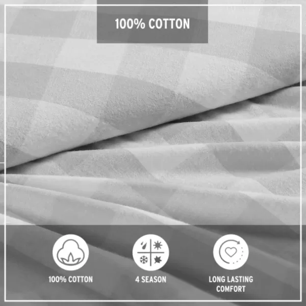 imageEddie Bauer  Queen Sheets Cotton Flannel Bedding Set Brushed for Extra Softness Cozy Home Decor Elk Grove Silver QueenLakehouse Plaid GreyWhite Full Sheet Set