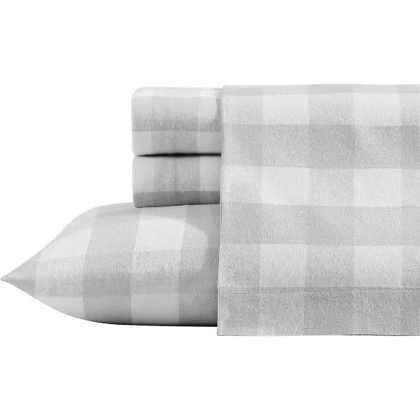 imageEddie Bauer  Queen Sheets Cotton Flannel Bedding Set Brushed for Extra Softness Cozy Home Decor Elk Grove Silver QueenLakehouse Plaid GreyWhite Queen Sheet Set