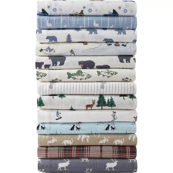 imageEddie Bauer  Queen Sheets Cotton Flannel Bedding Set Brushed for Extra Softness Cozy Home Decor Elk Grove Silver QueenRookeries King Sheet Set