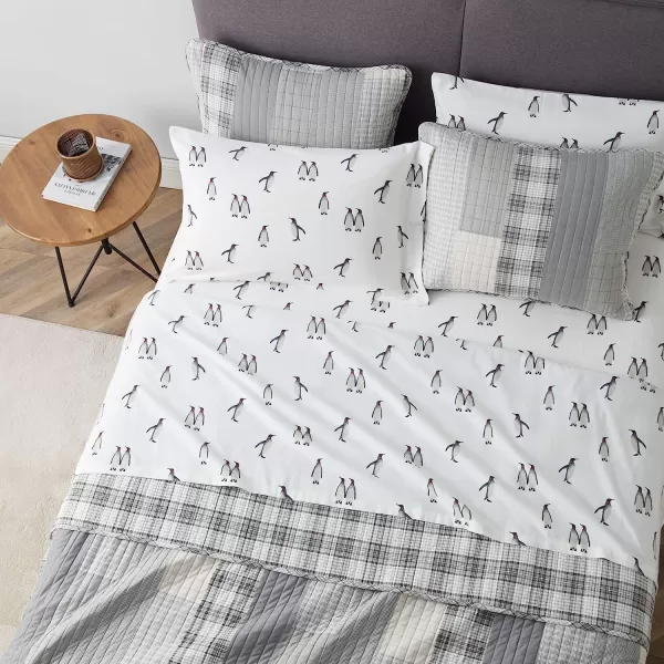 imageEddie Bauer  Queen Sheets Cotton Flannel Bedding Set Brushed for Extra Softness Cozy Home Decor Elk Grove Silver QueenRookeries King Sheet Set