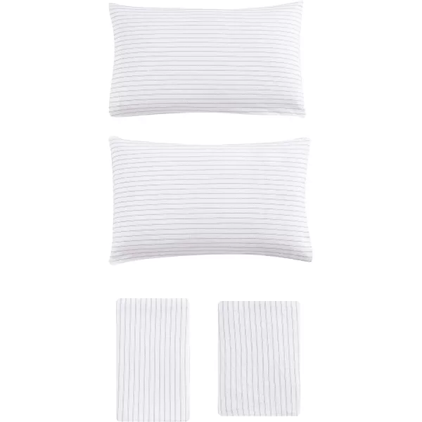 imageEddie Bauer  Queen Sheets Cotton Flannel Bedding Set Brushed for Extra Softness Cozy Home Decor Elk Grove Silver QueenTrail Stripe Full Sheet Set