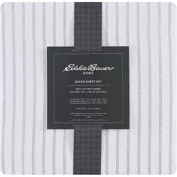 imageEddie Bauer  Queen Sheets Cotton Flannel Bedding Set Brushed for Extra Softness Cozy Home Decor Elk Grove Silver QueenTrail Stripe Queen Sheet Set