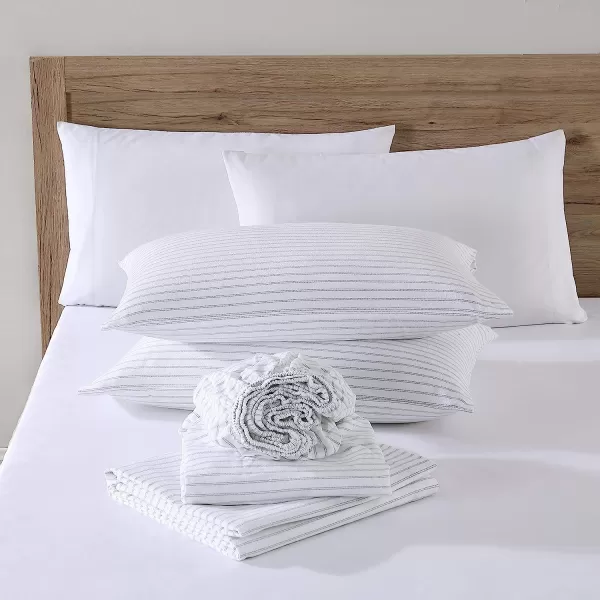 imageEddie Bauer  Queen Sheets Cotton Flannel Bedding Set Brushed for Extra Softness Cozy Home Decor Elk Grove Silver QueenTrail Stripe Twin Sheet Set