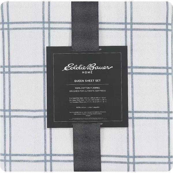 imageEddie Bauer  Queen Sheets Cotton Flannel Bedding Set Brushed for Extra Softness Cozy Home Decor Elk Grove Silver QueenWestridge Plaid Queen Sheet Set