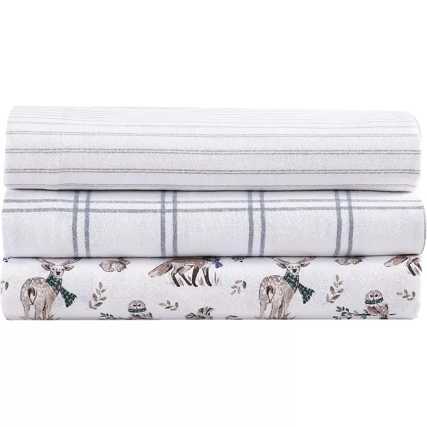 imageEddie Bauer  Queen Sheets Cotton Flannel Bedding Set Brushed for Extra Softness Cozy Home Decor Elk Grove Silver QueenWestridge Plaid Twin Sheet Set