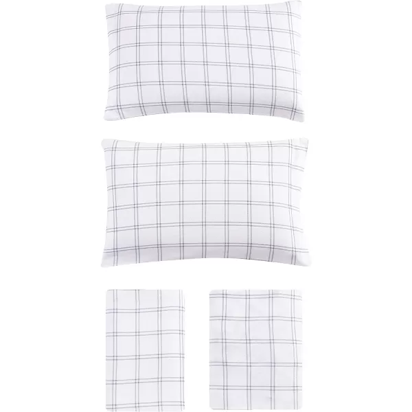 imageEddie Bauer  Queen Sheets Cotton Flannel Bedding Set Brushed for Extra Softness Cozy Home Decor Elk Grove Silver QueenWestridge Plaid Twin Sheet Set