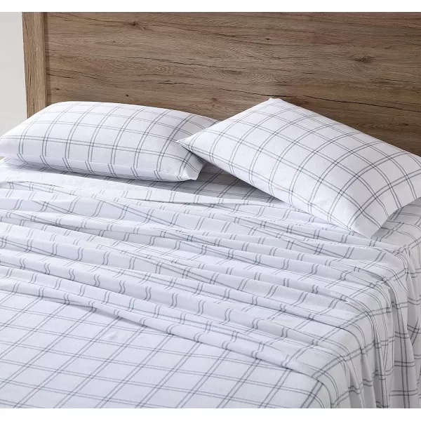 imageEddie Bauer  Queen Sheets Cotton Flannel Bedding Set Brushed for Extra Softness Cozy Home Decor Elk Grove Silver QueenWestridge Plaid Twin Sheet Set