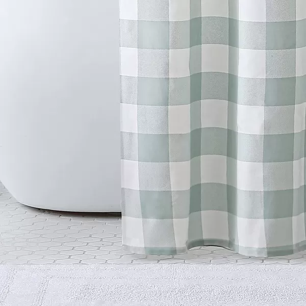 imageEddie Bauer  Shower Curtain Lightweight Cotton Bathroom Decor Buttonhole Top Cabin Plaid Green 72 x 72Cabin Plaid Green 72 x 72