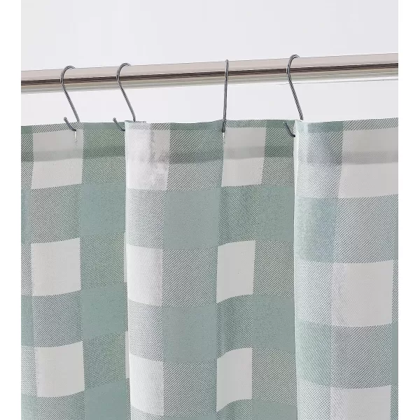 imageEddie Bauer  Shower Curtain Lightweight Cotton Bathroom Decor Buttonhole Top Cabin Plaid Green 72 x 72Cabin Plaid Green 72 x 72