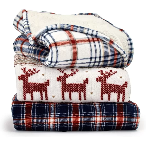 imageEddie Bauer  Smart Heated Electric Throw Blanket  Reversible Sherpa  Hands Free Control  WiFi Only 24GHz  Compatible with Alexa Google iOS Android  Glen Plaid NavyFair Isle Silver