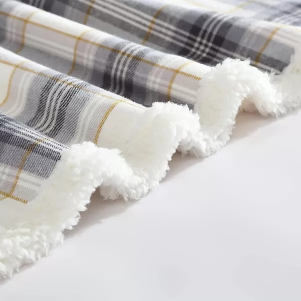 imageEddie Bauer  Throw Blanket Cotton Flannel Home Decor All Season Reversible Sherpa Bedding Edgewood Plaid Grey ThrowThrow Edgewood Plaid Grey