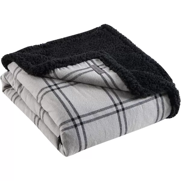 imageEddie Bauer  Throw Blanket Cotton Flannel Home Decor All Season Reversible Sherpa Bedding Kettle Falls GreyBlack ThrowThrow Kettle Falls Grey