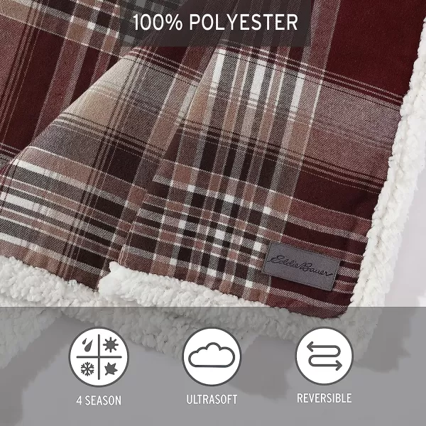 imageEddie Bauer  Throw Blanket Cotton Flannel Home Decor All Season Reversible Sherpa Bedding Twin Lakes Red ThrowEddie Bauer  Throw Blanket Cotton Flannel Home Decor All Season Reversible Sherpa Bedding Twin Lakes Red Throw