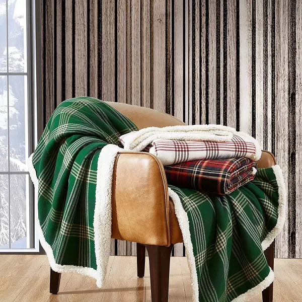 imageEddie Bauer  Throw Blanket Cotton Flannel Home Decor All Season Reversible Sherpa Bedding Union Bay Red ThrowUnion Bay Red