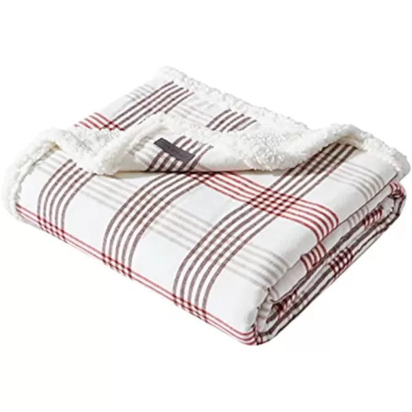 imageEddie Bauer  Throw Blanket Cotton Flannel Home Decor All Season Reversible Sherpa Bedding Union Bay Red ThrowUnion Bay Red