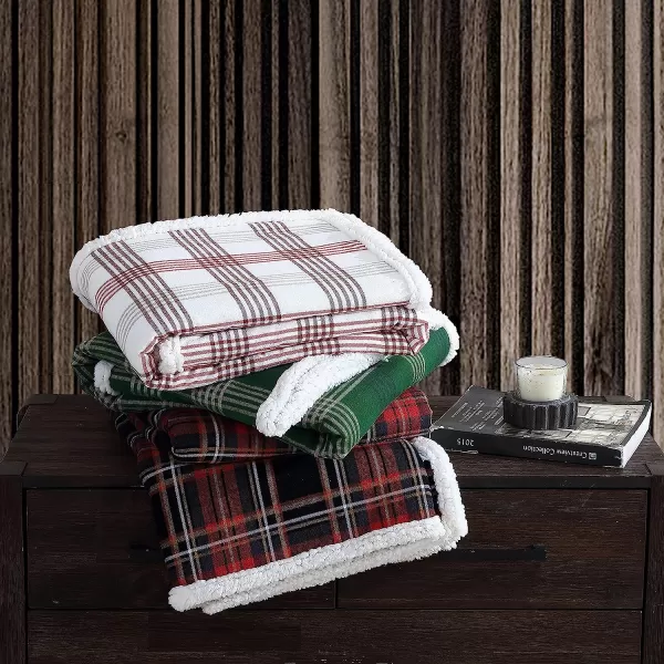 imageEddie Bauer  Throw Blanket Cotton Flannel Home Decor All Season Reversible Sherpa Bedding Union Bay Red ThrowUnion Bay Red