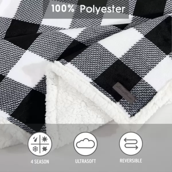 imageEddie Bauer  Throw Blanket Reversible Sherpa Bedding Buffalo Plaid Home Decor for All Seasons RedBlack ThrowBlack Check King Blanket