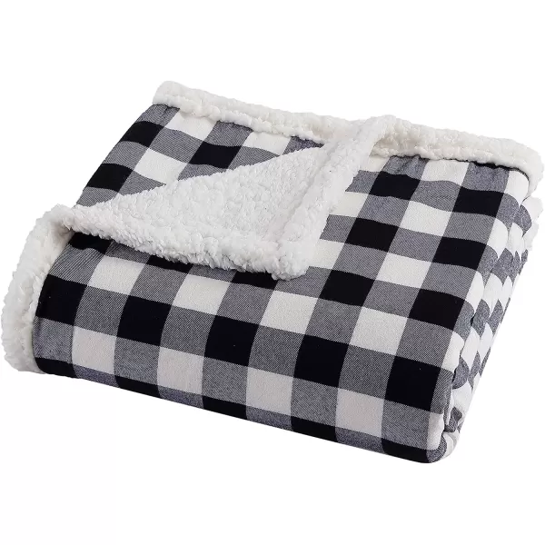 imageEddie Bauer  Throw Blanket Reversible Sherpa Bedding Buffalo Plaid Home Decor for All Seasons RedBlack ThrowBlack Check Throw Blanket