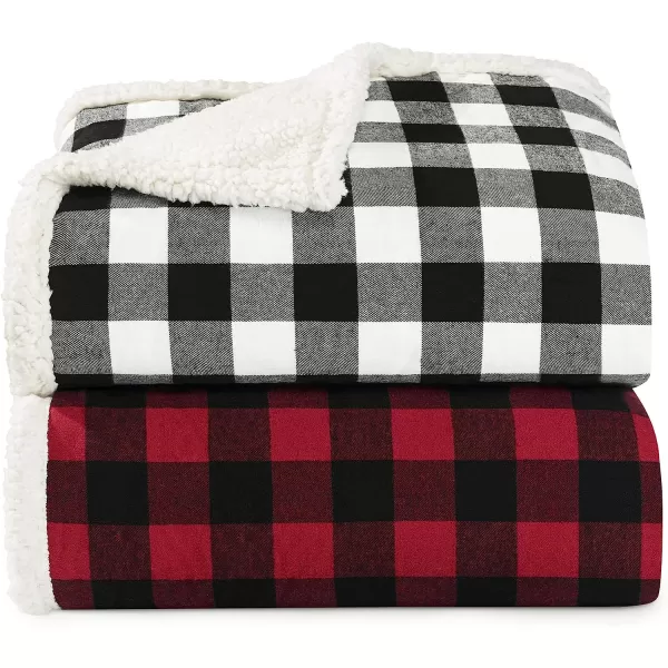 imageEddie Bauer  Throw Blanket Reversible Sherpa Bedding Buffalo Plaid Home Decor for All Seasons RedBlack ThrowBlack Check Throw Blanket
