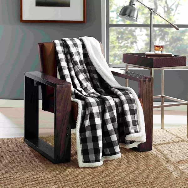 imageEddie Bauer  Throw Blanket Reversible Sherpa Bedding Buffalo Plaid Home Decor for All Seasons RedBlack ThrowBlack Check Throw Blanket