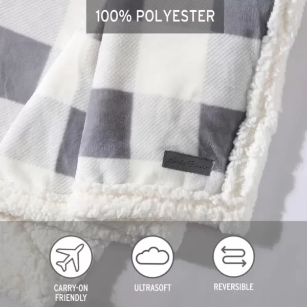 imageEddie Bauer  Throw Blanket Reversible Sherpa Bedding Buffalo Plaid Home Decor for All Seasons RedBlack ThrowChrome GreyWhite Throw Blanket
