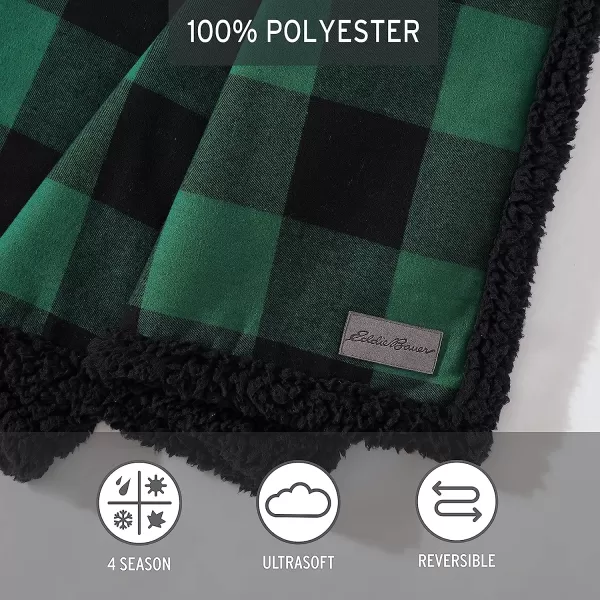 imageEddie Bauer  Throw Blanket Reversible Sherpa Bedding Buffalo Plaid Home Decor for All Seasons RedBlack ThrowGreenBlack Throw Blanket