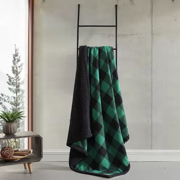 imageEddie Bauer  Throw Blanket Reversible Sherpa Bedding Buffalo Plaid Home Decor for All Seasons RedBlack ThrowGreenBlack Throw Blanket