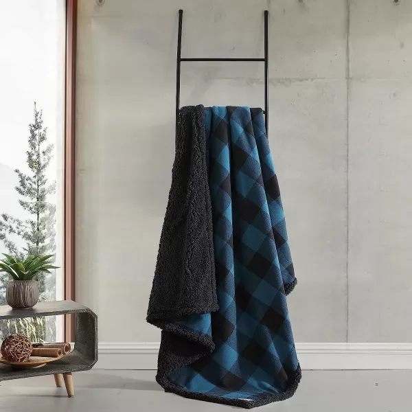 imageEddie Bauer  Throw Blanket Reversible Sherpa Bedding Buffalo Plaid Home Decor for All Seasons RedBlack ThrowMidnight BlueBlack Throw Blanket