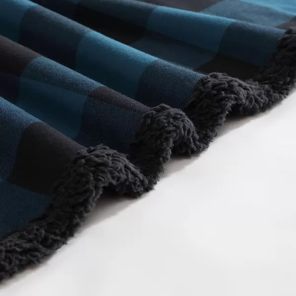 imageEddie Bauer  Throw Blanket Reversible Sherpa Bedding Buffalo Plaid Home Decor for All Seasons RedBlack ThrowMidnight BlueBlack Throw Blanket