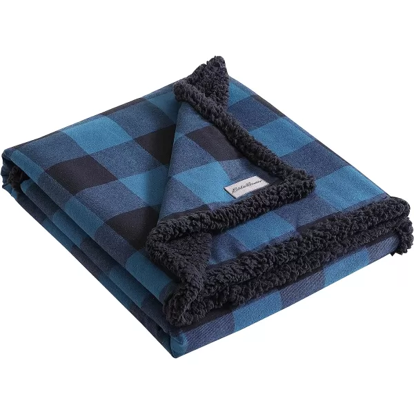 imageEddie Bauer  Throw Blanket Reversible Sherpa Bedding Buffalo Plaid Home Decor for All Seasons RedBlack ThrowMidnight BlueBlack Throw Blanket
