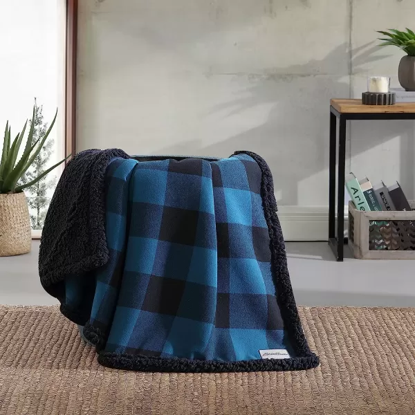 imageEddie Bauer  Throw Blanket Reversible Sherpa Bedding Buffalo Plaid Home Decor for All Seasons RedBlack ThrowMidnight BlueBlack Throw Blanket