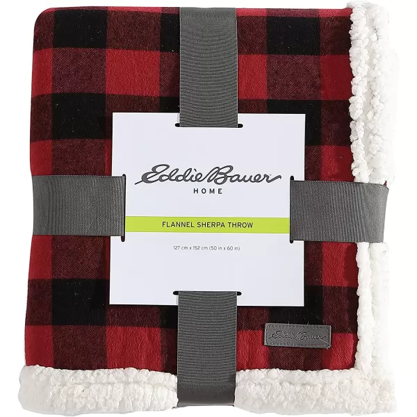 imageEddie Bauer  Throw Blanket Reversible Sherpa Bedding Buffalo Plaid Home Decor for All Seasons RedBlack ThrowRed Check Throw Blanket  Fleece Cover