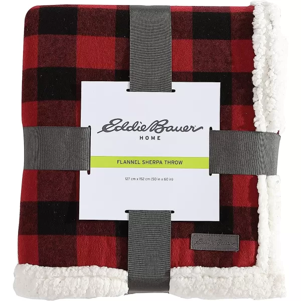 imageEddie Bauer  Throw Blanket Reversible Sherpa Bedding Buffalo Plaid Home Decor for All Seasons RedBlack ThrowRed Check Throw Blanket