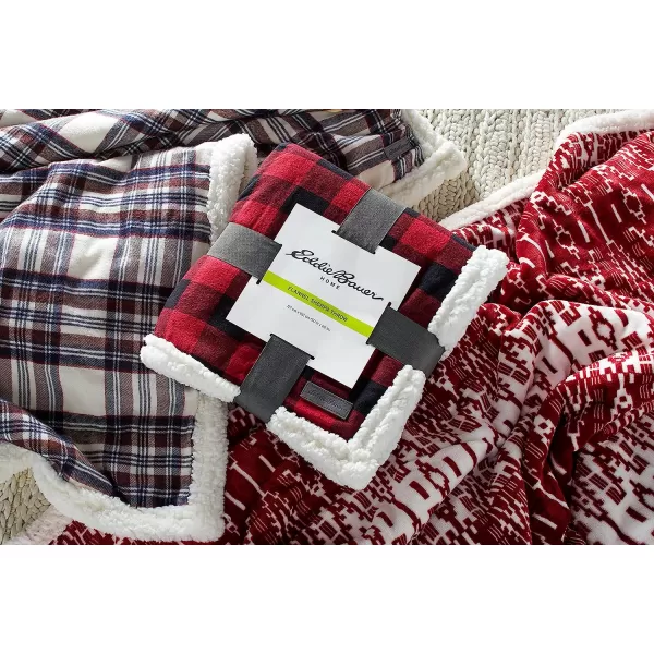 imageEddie Bauer  Throw Blanket Reversible Sherpa Bedding Buffalo Plaid Home Decor for All Seasons RedBlack ThrowRed Check Throw Blanket