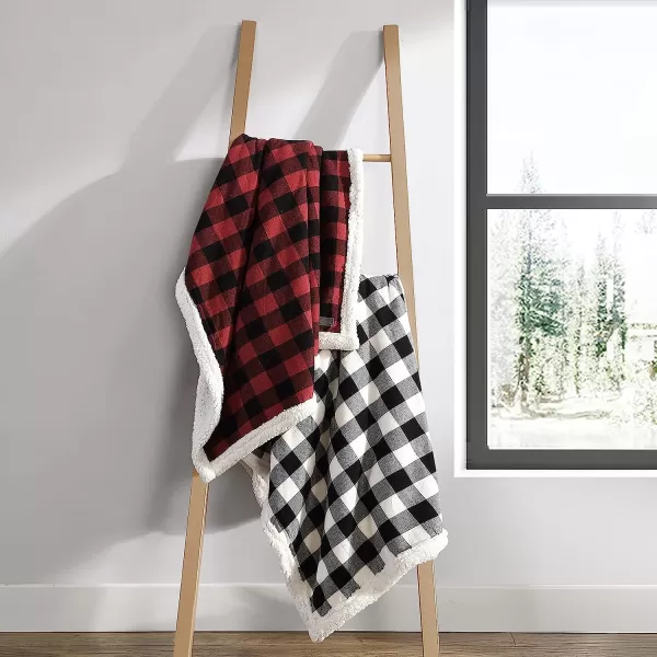 imageEddie Bauer  Throw Blanket Reversible Sherpa Bedding Buffalo Plaid Home Decor for All Seasons RedBlack ThrowRed Check Throw Blanket