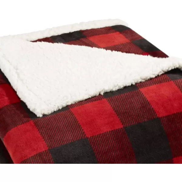 imageEddie Bauer  Throw Blanket Reversible Sherpa Bedding Buffalo Plaid Home Decor for All Seasons RedBlack ThrowRed Check Twin Blanket