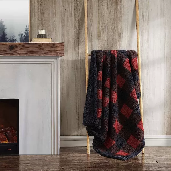 imageEddie Bauer  Throw Blanket Reversible Sherpa Bedding Buffalo Plaid Home Decor for All Seasons RedBlack ThrowRedBlack Throw Blanket