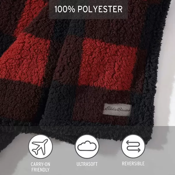 imageEddie Bauer  Throw Blanket Reversible Sherpa Bedding Buffalo Plaid Home Decor for All Seasons RedBlack ThrowRedBlack Throw Blanket