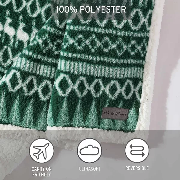 imageEddie Bauer  Throw Blanket Reversible Sherpa Bedding Warm amp Lightweight Home Decor for Colder Months Alpine Fair Isle ThrowAlpine Fair Isle Green