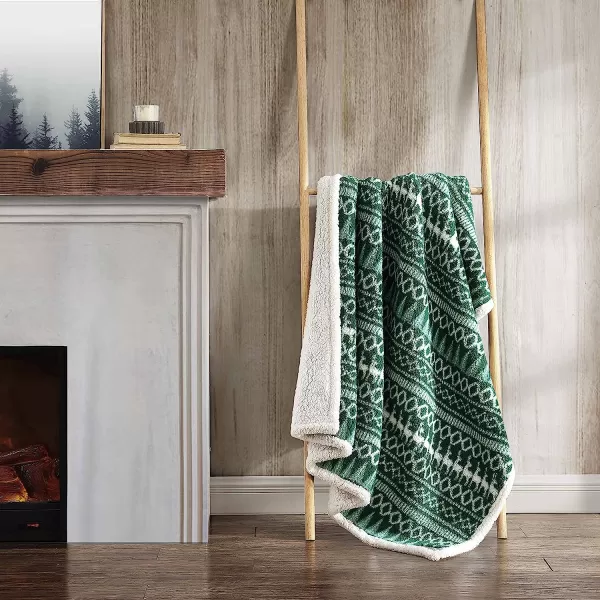imageEddie Bauer  Throw Blanket Reversible Sherpa Bedding Warm amp Lightweight Home Decor for Colder Months Alpine Fair Isle ThrowAlpine Fair Isle Green