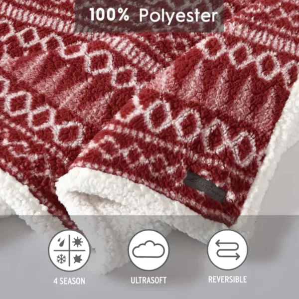 imageEddie Bauer  Throw Blanket Reversible Sherpa Bedding Warm amp Lightweight Home Decor for Colder Months Alpine Fair Isle ThrowAlpine Fair Isle RedWhite