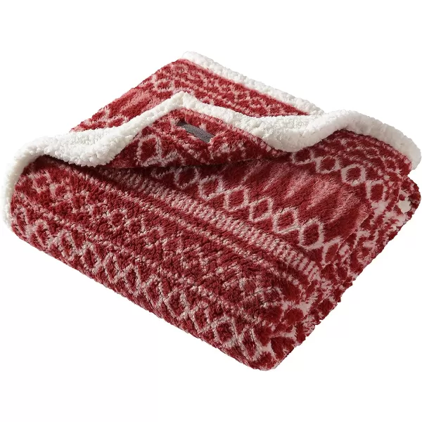 imageEddie Bauer  Throw Blanket Reversible Sherpa Bedding Warm amp Lightweight Home Decor for Colder Months Alpine Fair Isle ThrowAlpine Fair Isle RedWhite