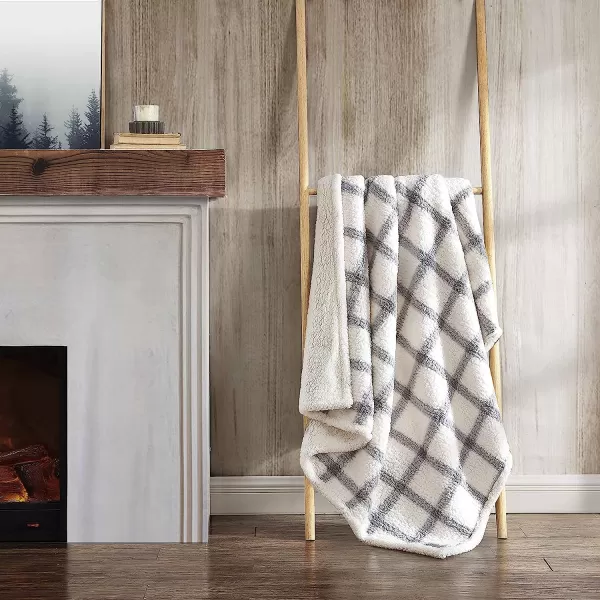 imageEddie Bauer  Throw Blanket Reversible Sherpa Bedding Warm amp Lightweight Home Decor for Colder Months Alpine Fair Isle ThrowBunkhouse Plaid GreyIvory