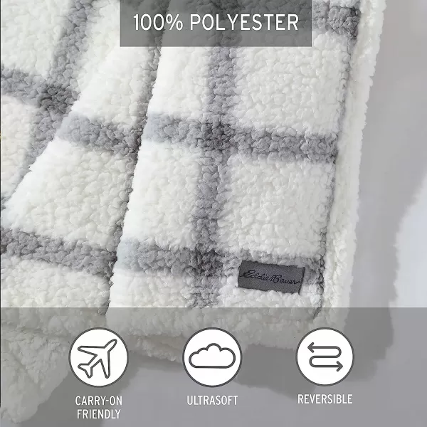 imageEddie Bauer  Throw Blanket Reversible Sherpa Bedding Warm amp Lightweight Home Decor for Colder Months Alpine Fair Isle ThrowBunkhouse Plaid GreyIvory