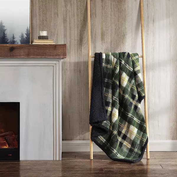 imageEddie Bauer  Throw Blanket Reversible Sherpa Bedding Warm amp Lightweight Home Decor for Colder Months Alpine Fair Isle ThrowTrailhead Plaid Green