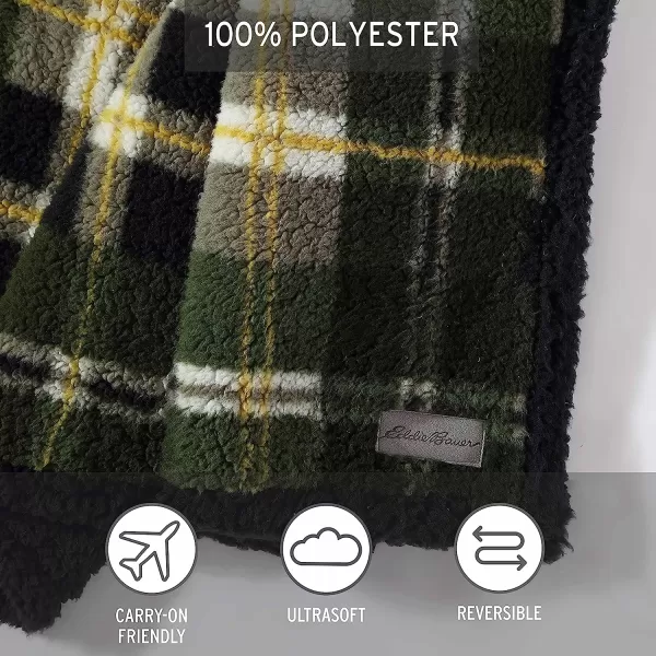 imageEddie Bauer  Throw Blanket Reversible Sherpa Bedding Warm amp Lightweight Home Decor for Colder Months Alpine Fair Isle ThrowTrailhead Plaid Green