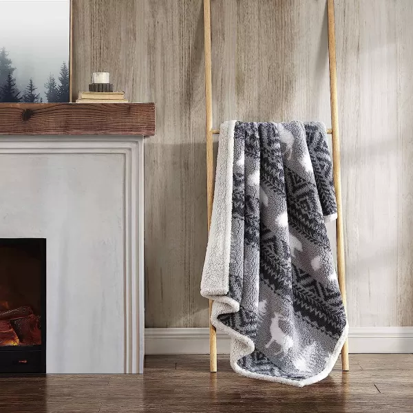 imageEddie Bauer  Throw Blanket Reversible Sherpa Bedding Warm amp Lightweight Home Decor for Colder Months Alpine Fair Isle ThrowWoodland Fair Isle GreyWhite