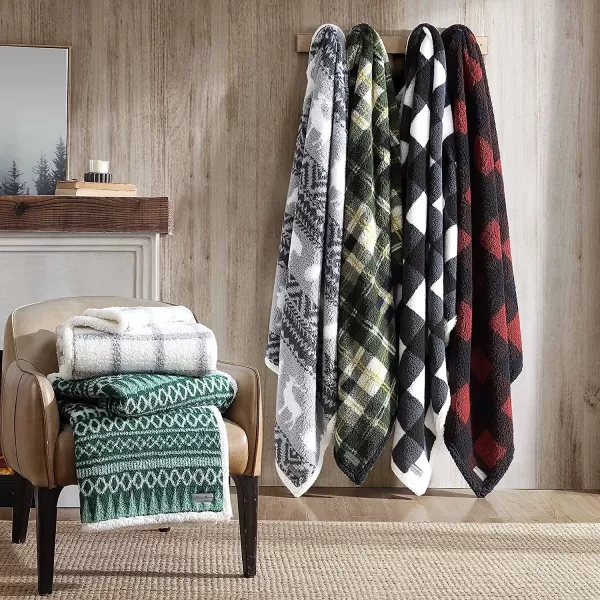 imageEddie Bauer  Throw Blanket Reversible Sherpa Bedding Warm amp Lightweight Home Decor for Colder Months Alpine Fair Isle ThrowWoodland Fair Isle GreyWhite